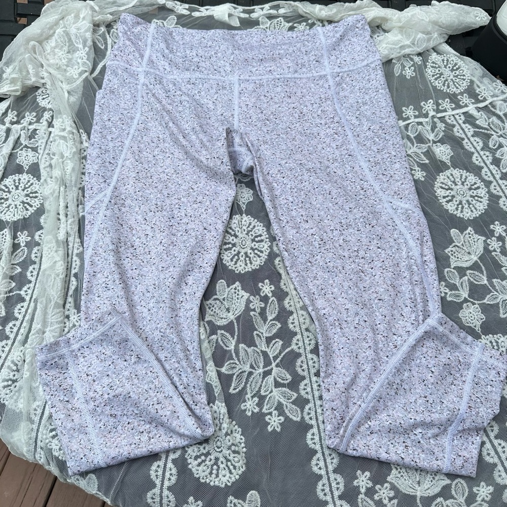 Athleta Salutation Stash Pocket Tight 1X Pink Grey Marbled Leggings SZ XL